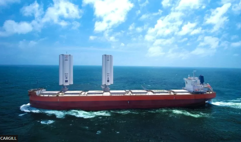 Wind powered cargo ship