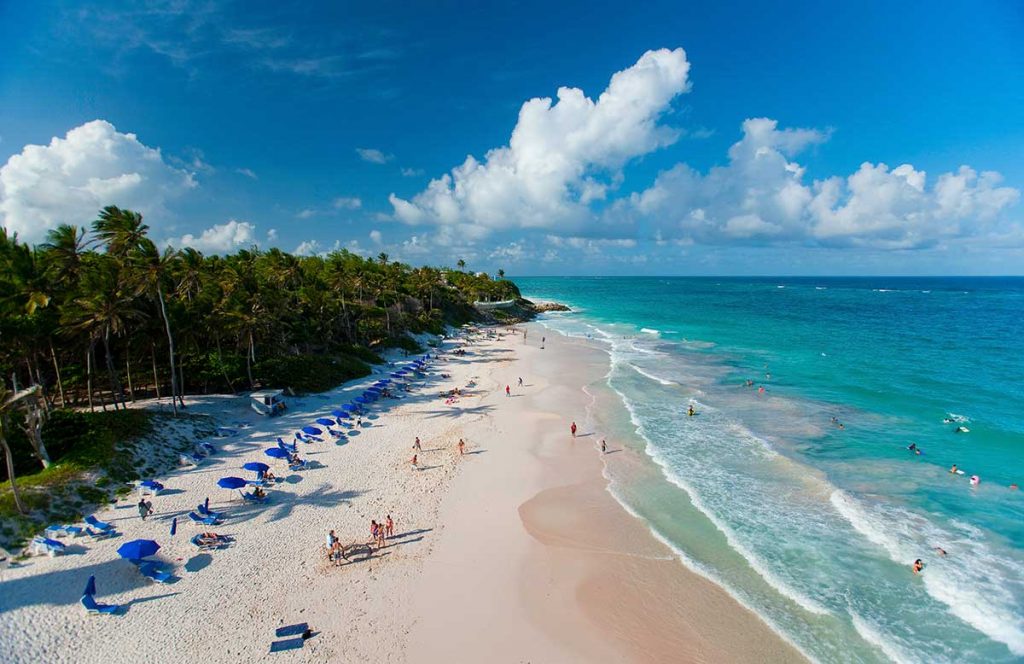 Crane Beach, one of the most beautiful beaches along the quiet southern coast of Barbados.