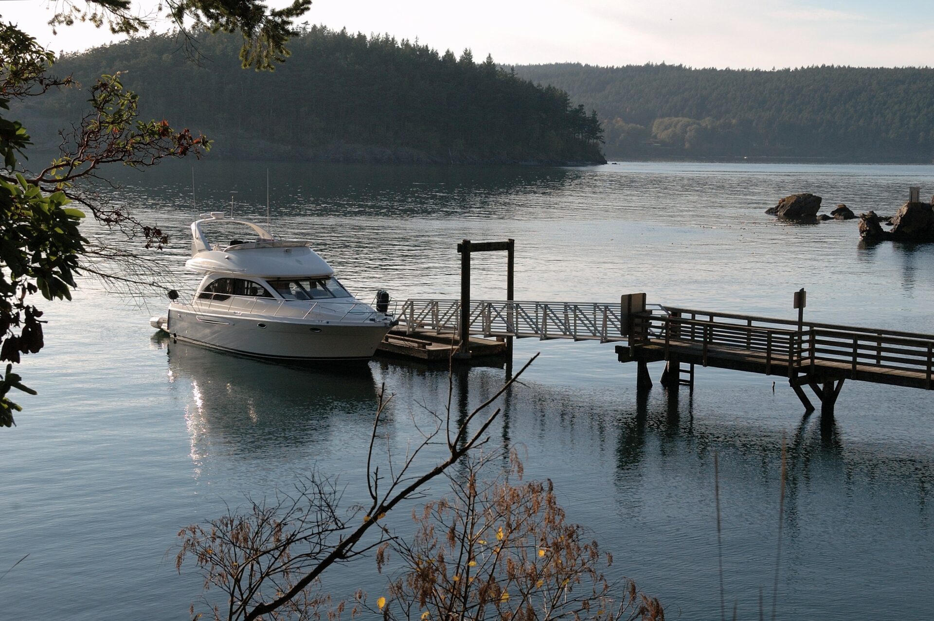 Winter cruising, only boat at dock