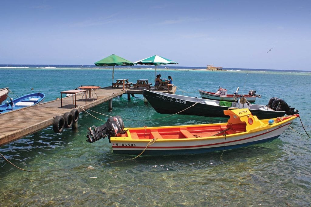 Fishermen’s boats at ZeeRover Restaurant, a favorite stop for both locals and visitors
