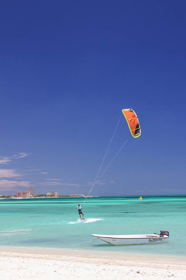 Kite-surfing on the south shore in Aruba