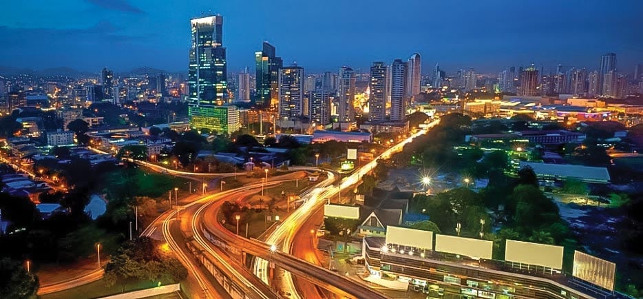 The Panama City skyline’s high-rise buildings.