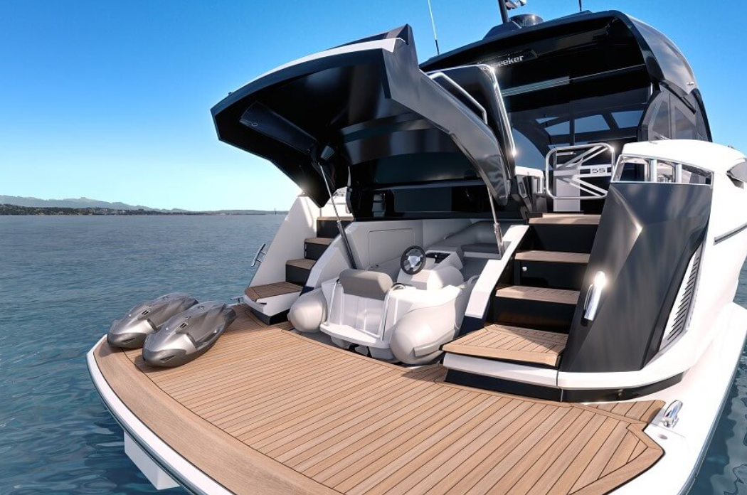 The tender garage for the 55 Sport Yacht and Predator 55