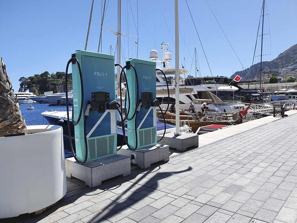 Sleek twin Aqua 75 at Yacht Club de Monaco