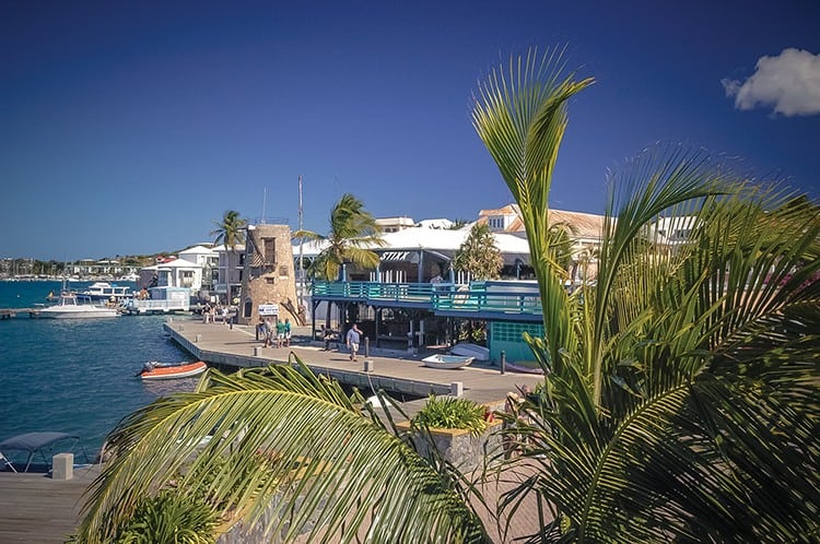 The Christiansted Boardwalk in Christiansted is lined by shops, bars and restaurants