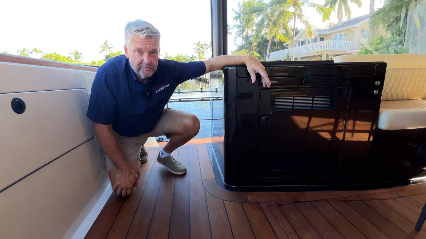 Valder Yachts, The Keys - Captain Gregg showing the cockpit sole with Valder Yacht’s proprietary covering