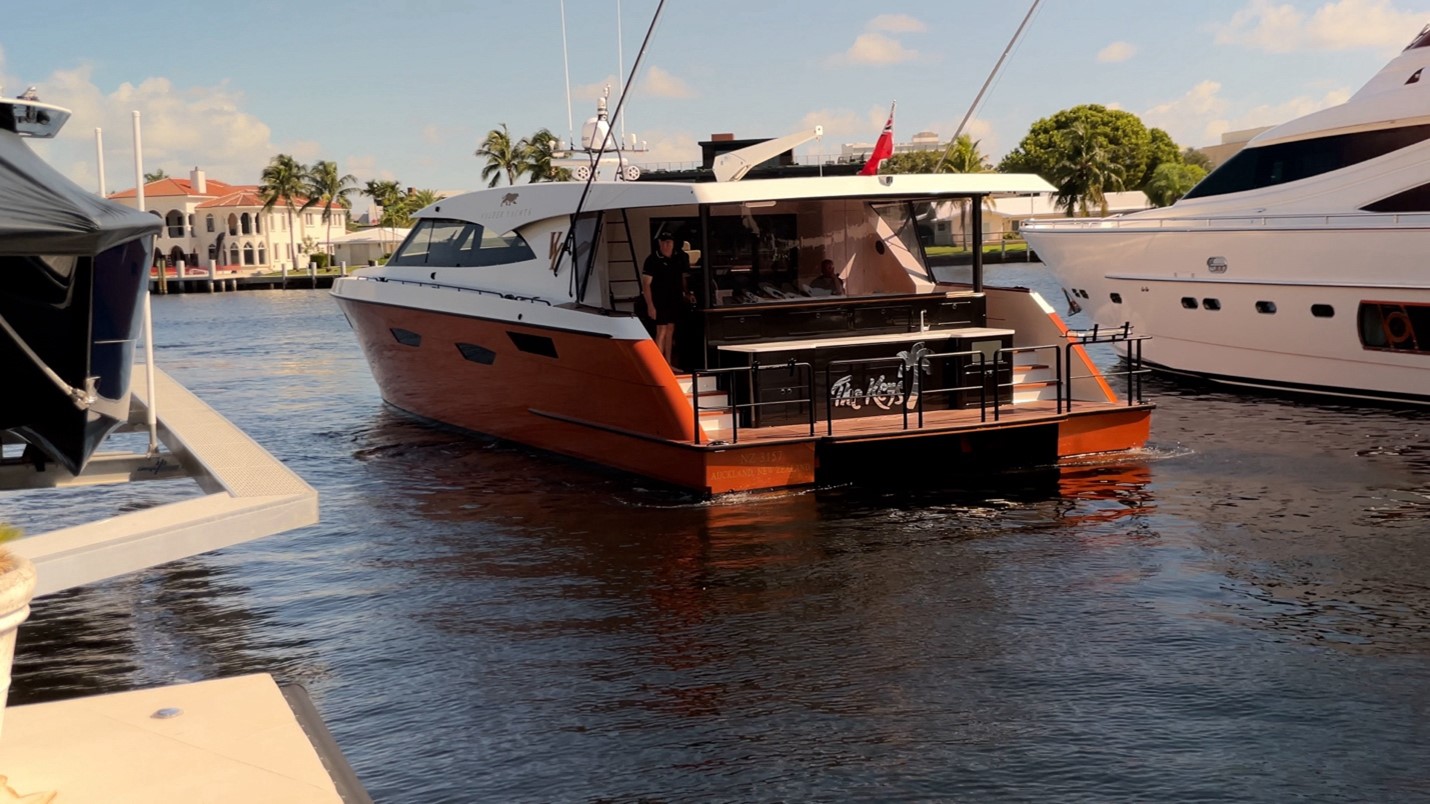Valder Yachts, The Keys - Captain Gregg backing into her slip in Fort Lauderdale, FL