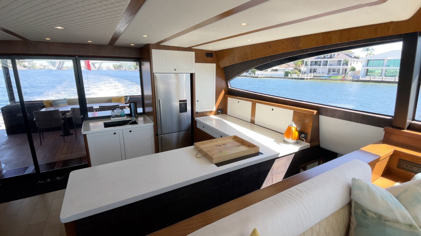 Valder Yachts, The Keys - galley looking aft from salon seating area