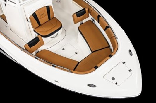 Robalo R230 bow cushions become comfortable lounges