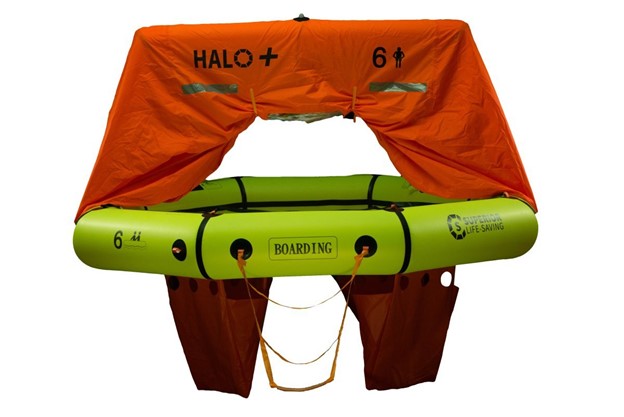 Superior Halo+ Life Raft Canopy automatically deploys when raft is launched