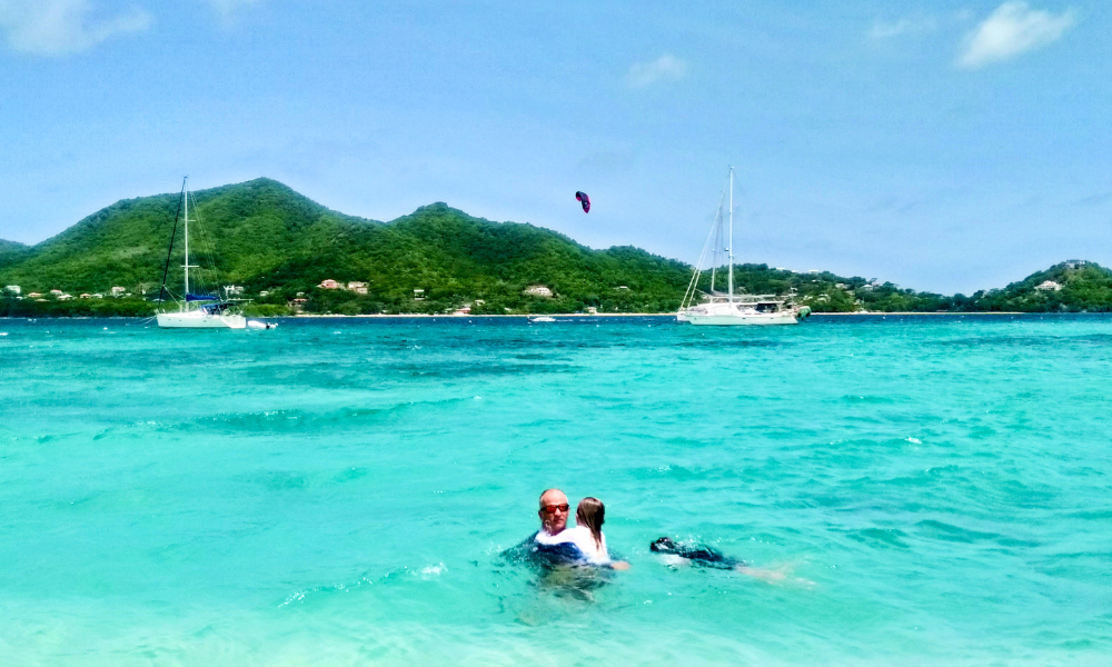 Cruising Grenada, swimming in the ocean