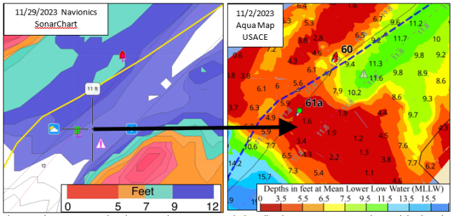 ICW depths sonar chart and aqua map
