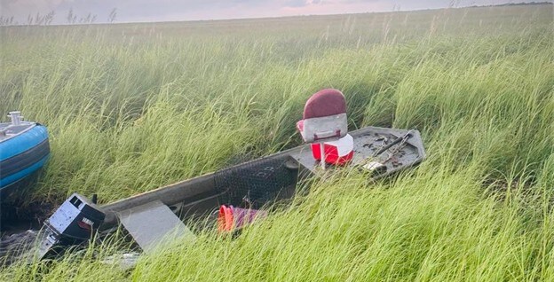 Boat stuck in the marshlands