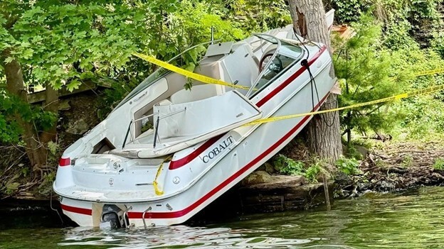 Boat that ran into a tree
