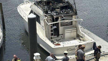 Fishing yacht that has been burned