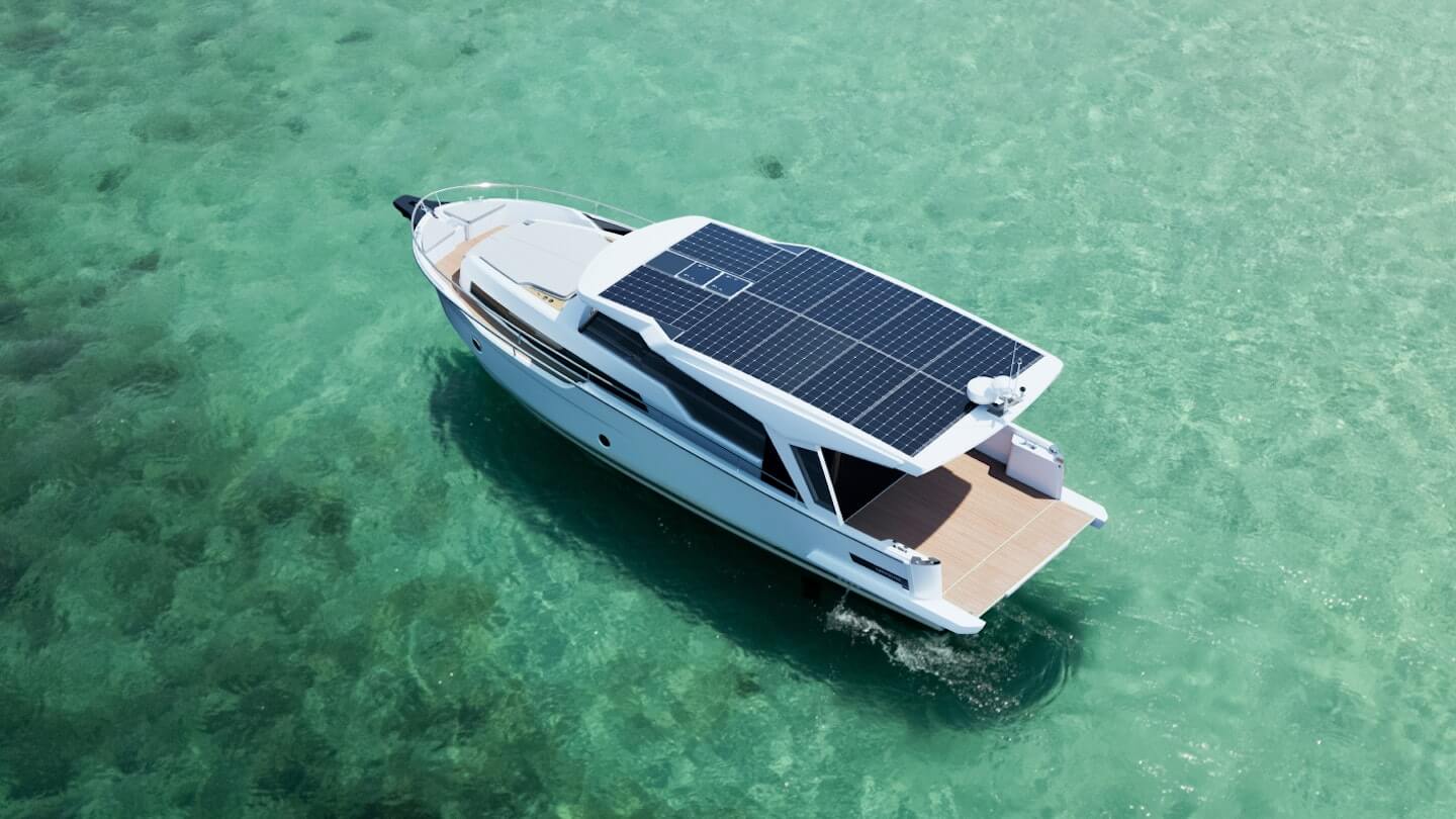 Greenline 42 at anchor