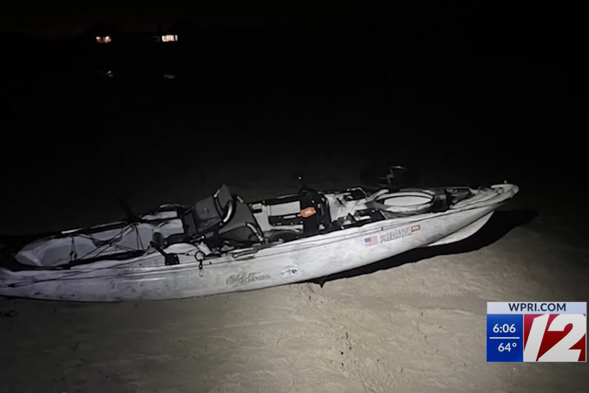 Abandonded Kayack on the beach at ngiht