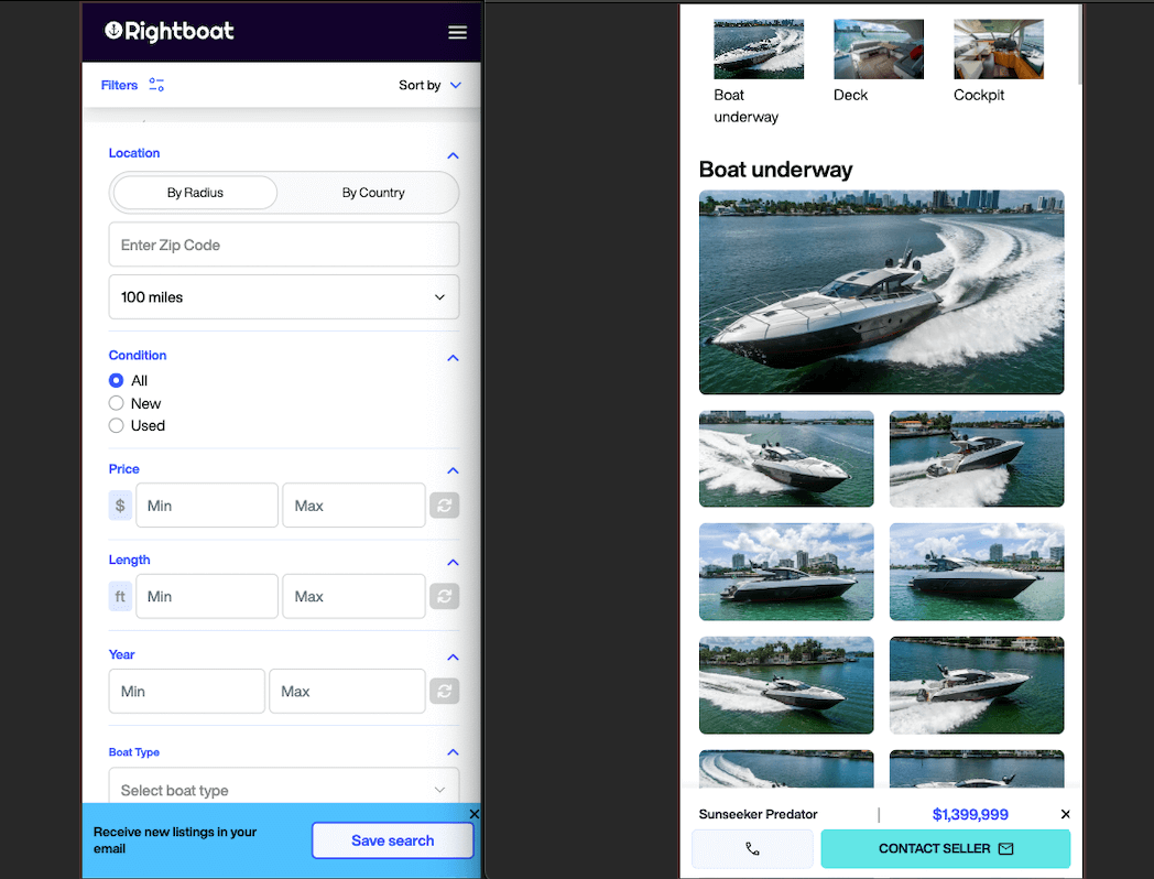 Screenshot of using the Instant filtering results