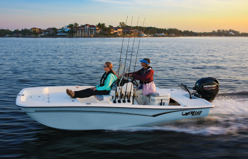 The Make 15' skiff is a low-priced boat intended for flat, protected water use.  Its hull is stable, but will pound at speed in a chop, so pick your location and control your speed.