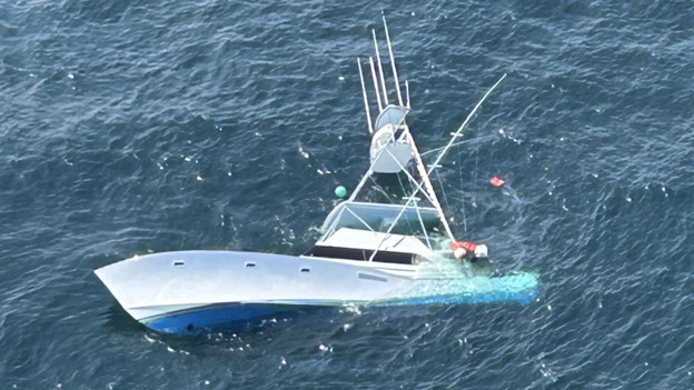 Sportfish vessel submerged in the ocean