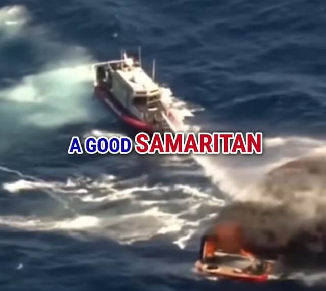 Rescue extinguishing a fire on boat.