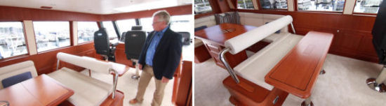 Hampton Yachts Endurance 720 Skylounge LRC seat flipped back