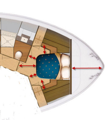 Hatteras GT 70 forward cabin layout