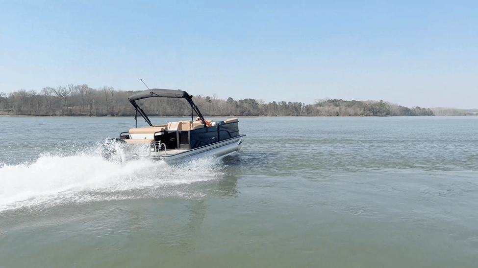 pontoon running on water