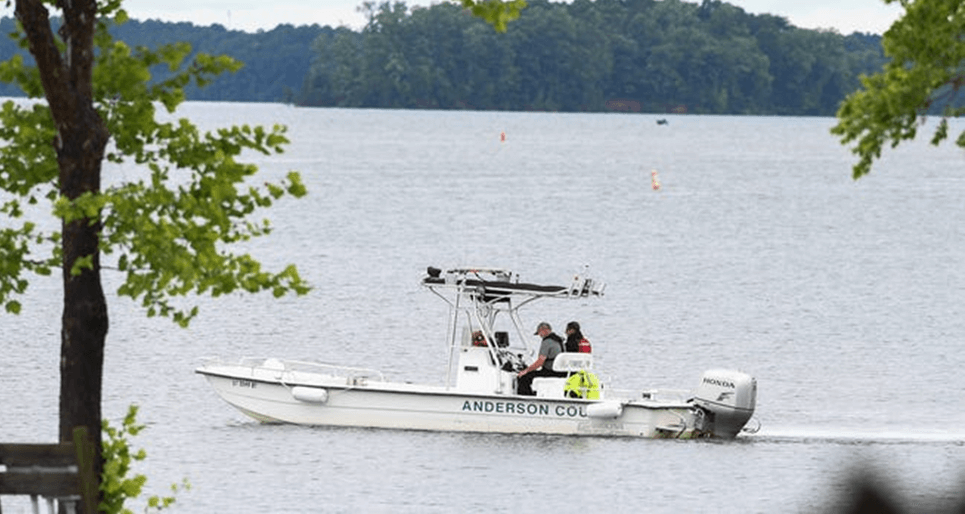 Official boat in a bay