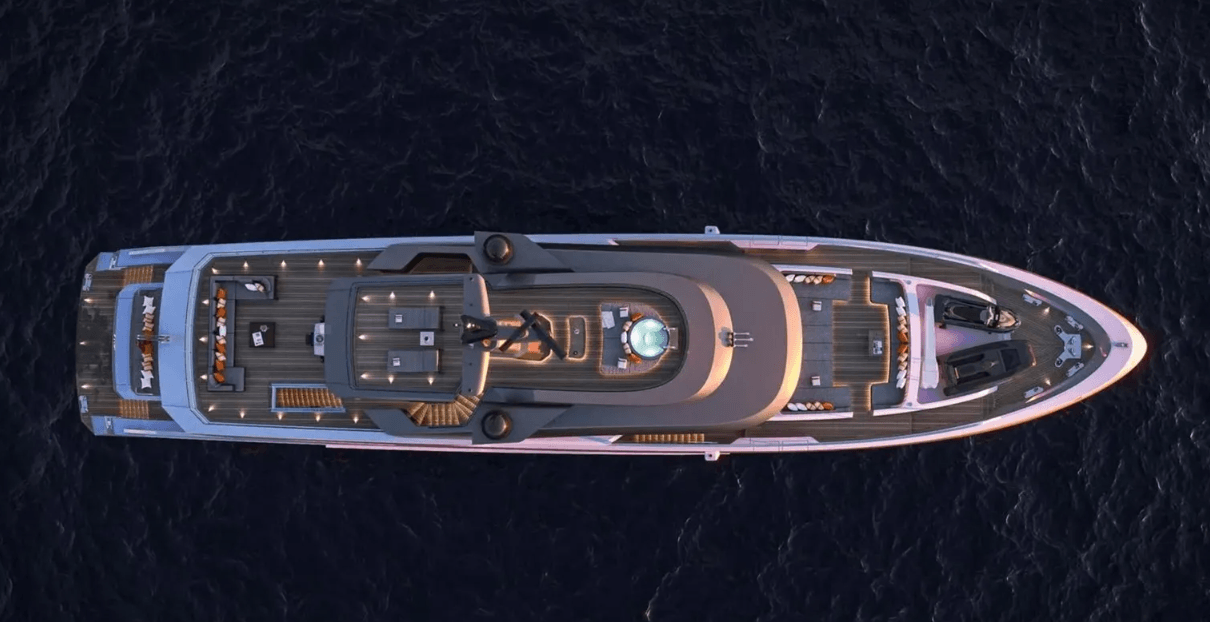aerial view of yacht