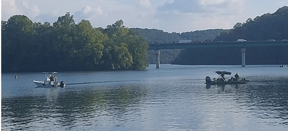 Rescue boats in a lake