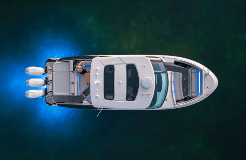 boat with underwater LED lighting