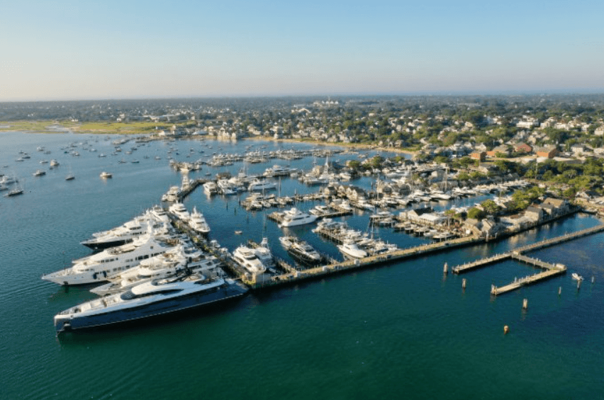 aerial of nantucket boat basin
