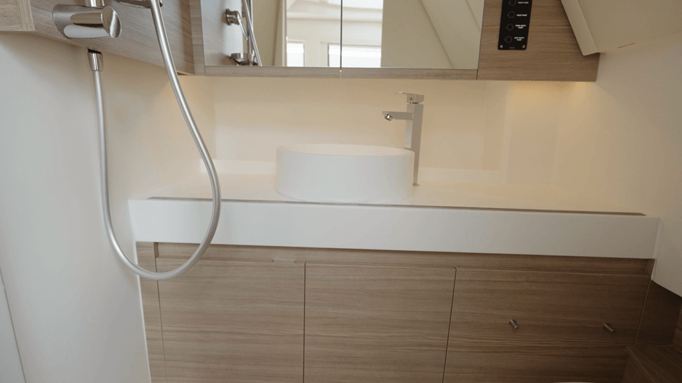 shower and sink area