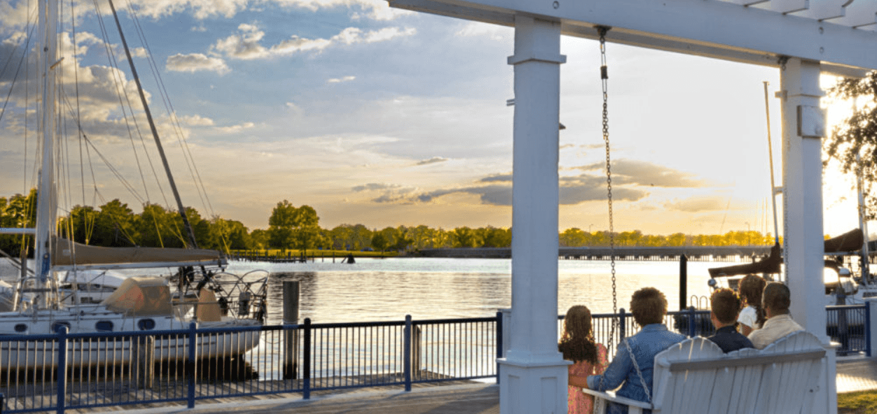 porch swing overlooking water