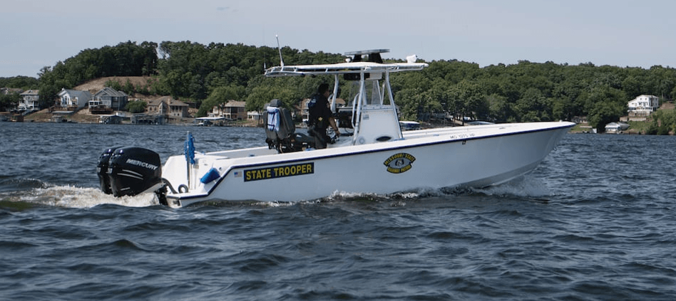 A boat of State Trooper on the water