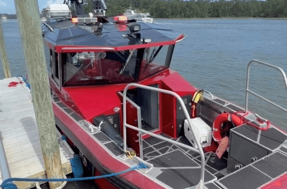 A fire rescue boat