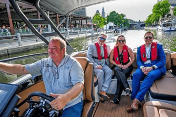 people riding on a boat
