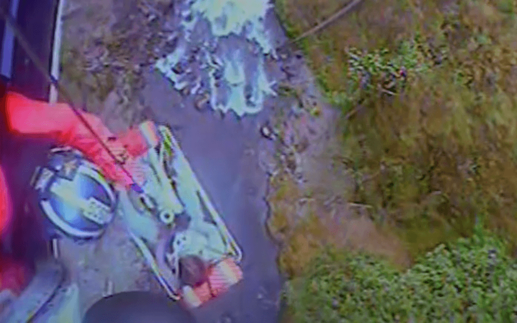 A person being airlifted