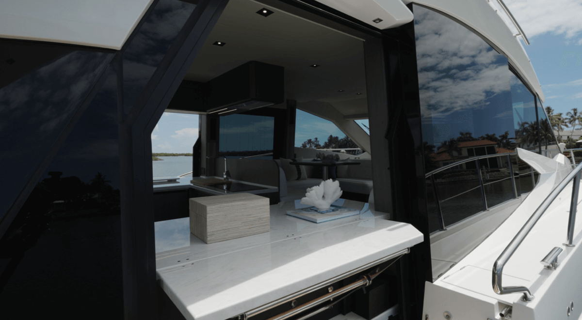 Starboard window open with leaf folded up