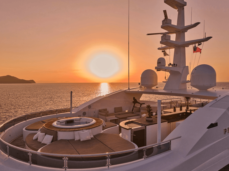 sunset over persefoni megayacht