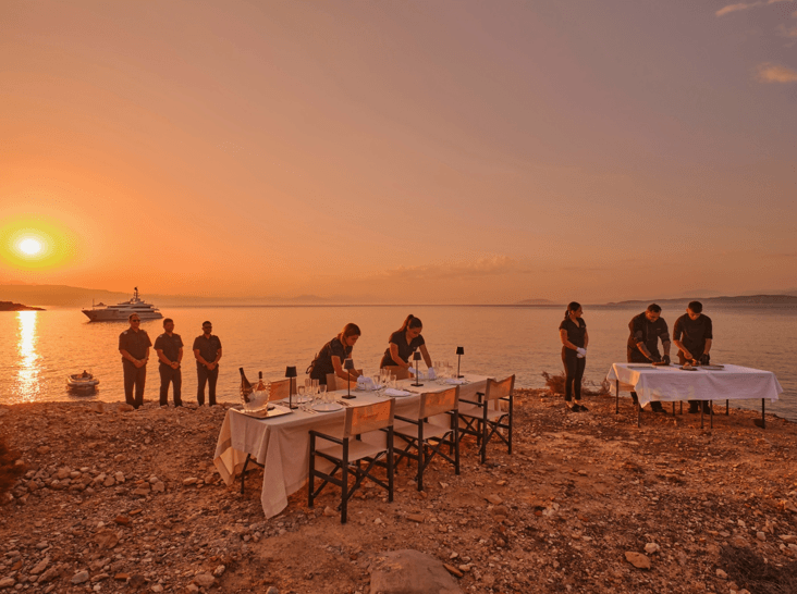 sunset over an island