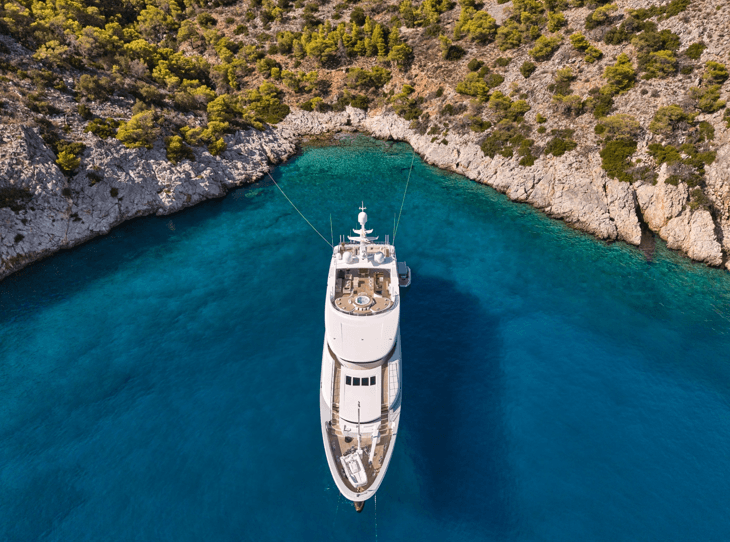 aerial view of the Pesefoni Megayacht