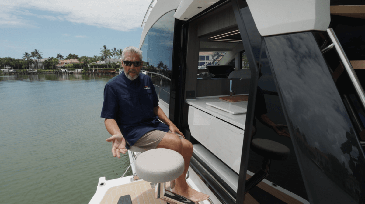 Bar stools in place on port side