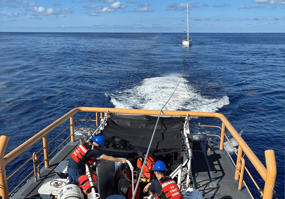 Coast Guard towing a boat