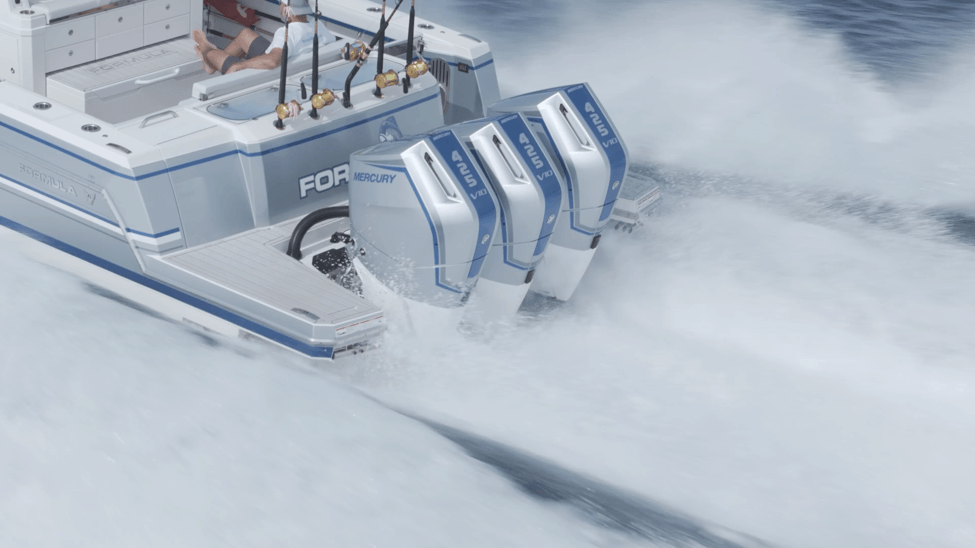 trio of Mercury Verado outboards