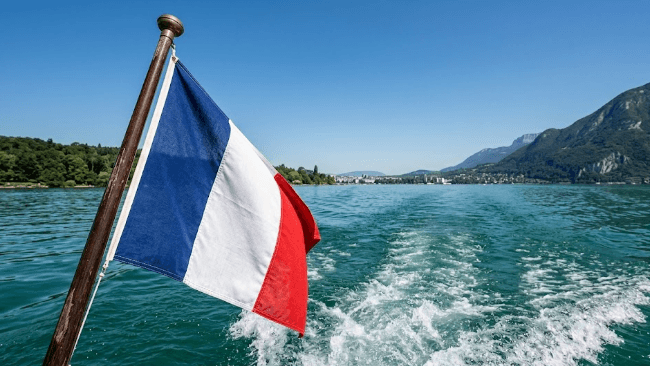 French Flag on the back of a boat