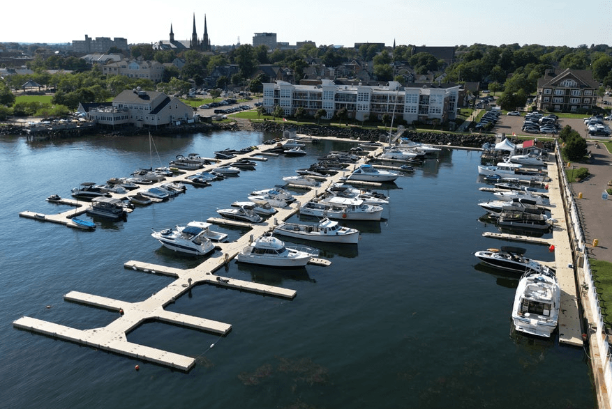 docked boats at marina