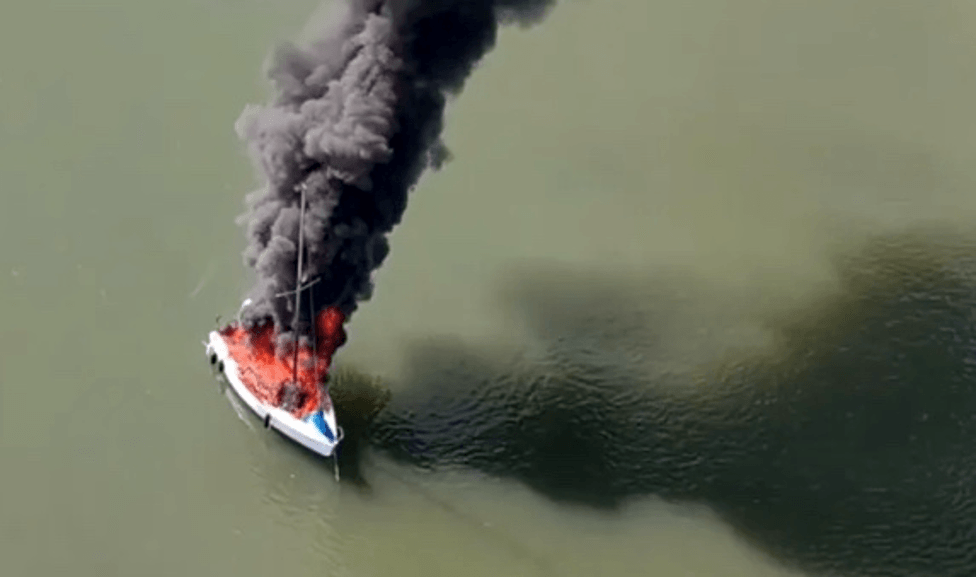 Boat on fire