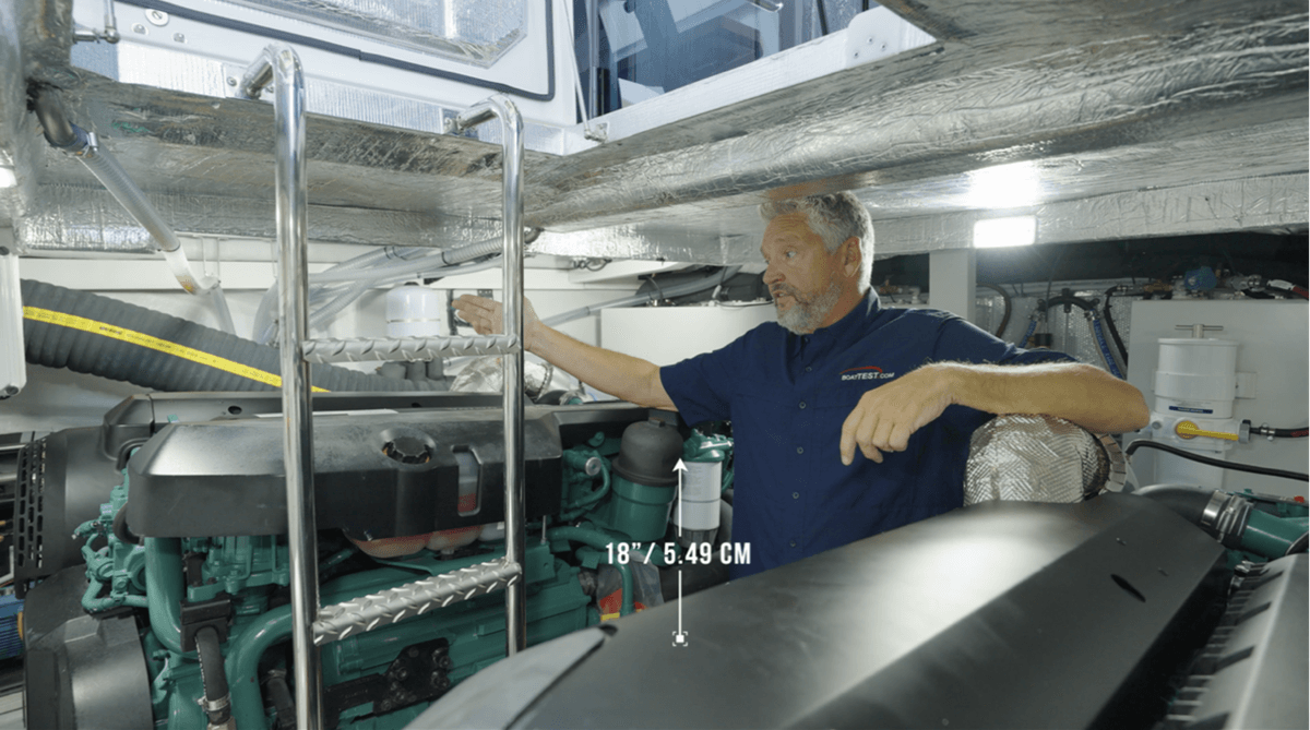   There is 18” inches of clearance above the main engines